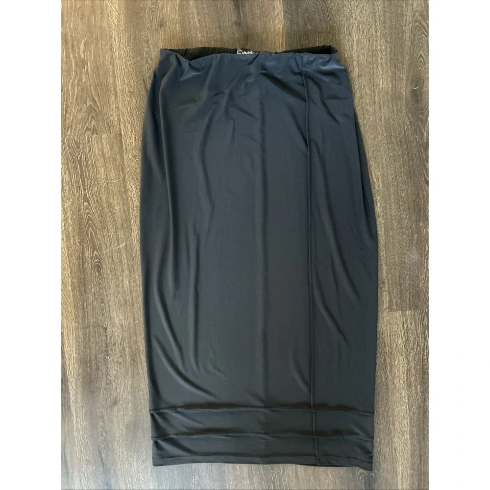 Sympli Charcoal Gary NU Maxi Pencil Skirt SZ 12 Slinky‎ Sleek Minimalist MINT